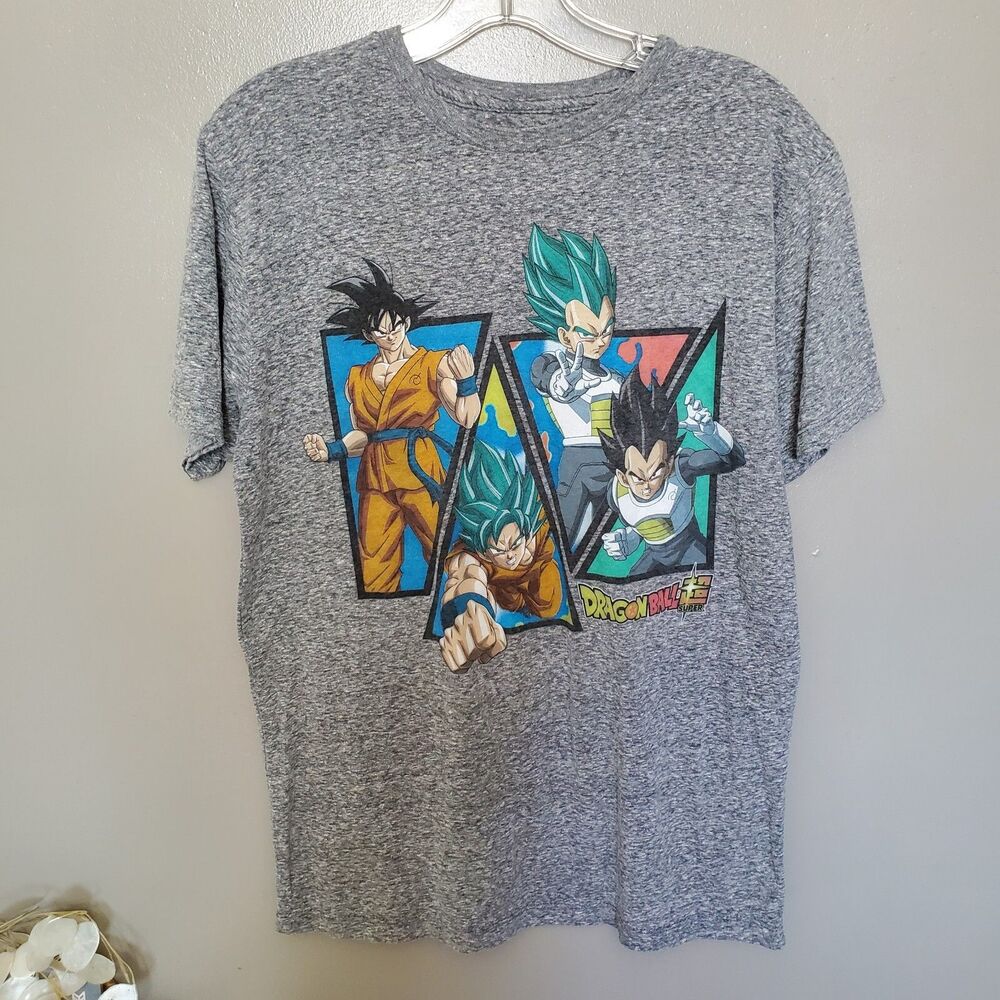 Dragon Ball Z Super GT Goku Vegeta T-Shirt Mens Size Medium Gray Toei Animation